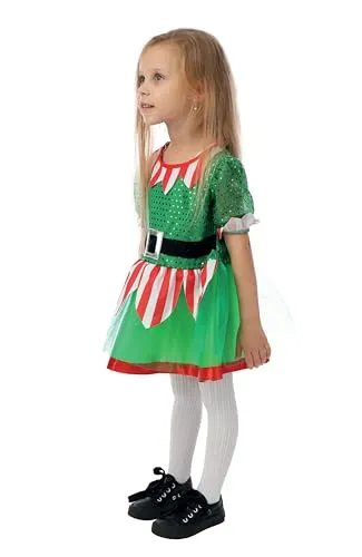 P'tit Clown Elfo Natale Costume Bimba 5-6 anni verde