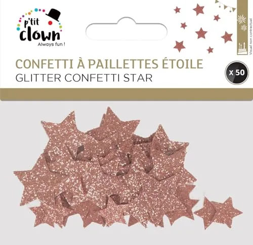 P'tit Clown RE22733 coriandoli stelle rosa oro 50 pezzi