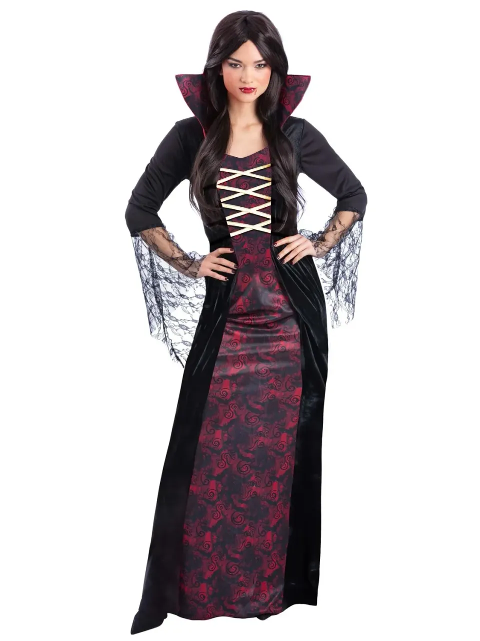 Smiffys Vampiress costume donna nero rosso con collare
