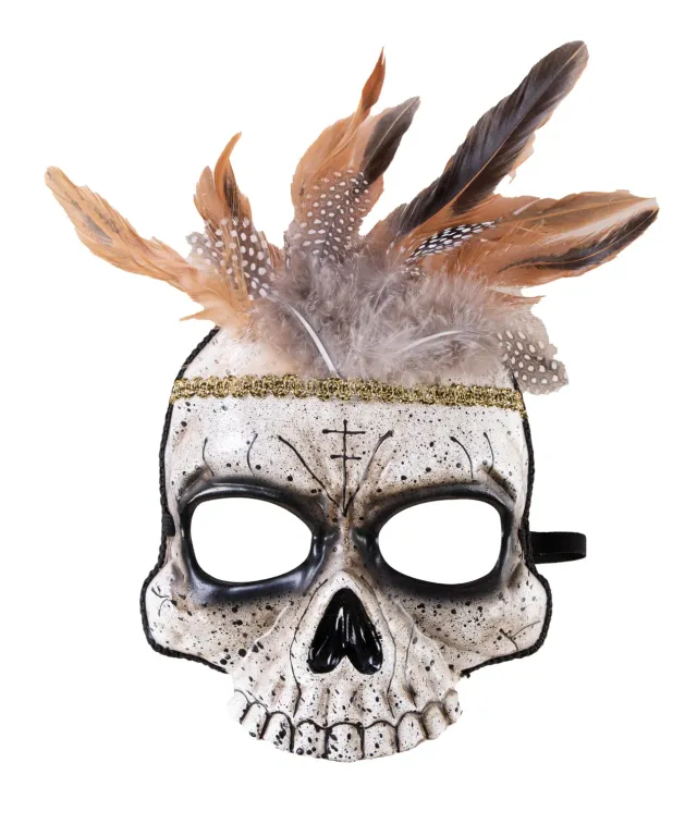 P'tit Clown mezza maschera voodoo adulto lattice con piume