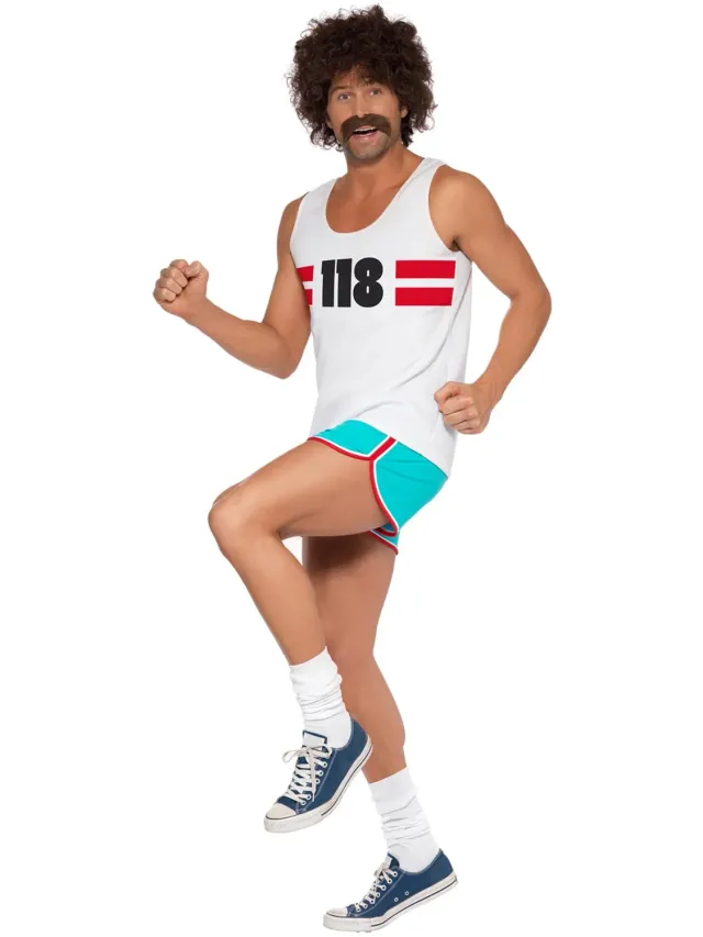 Smiffys 118118 Runner costume uomo bianco con shorts