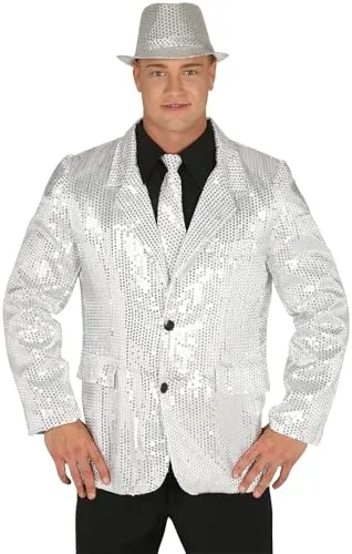 Fiestas Guirca Giacca Paillettes Argento Uomo M 48-50
