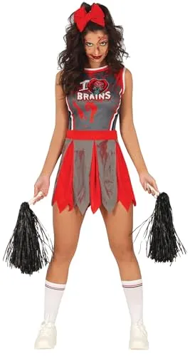 Guirca cheerleader zombie costume donna S rosso grigio