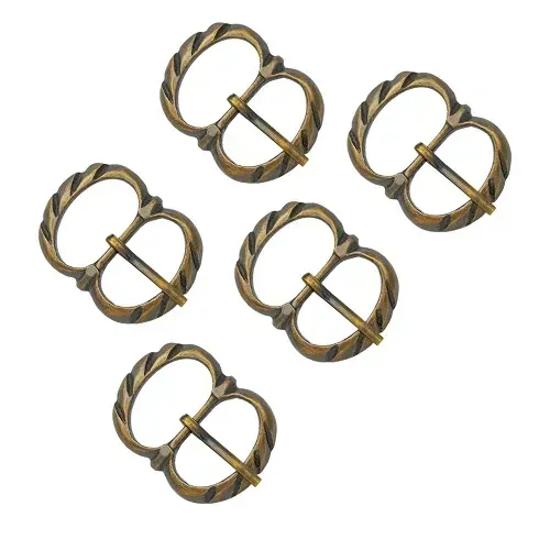 Fibbie Cintura Ottone Doppio Anello 1,7 cm Set 5 Pezzi