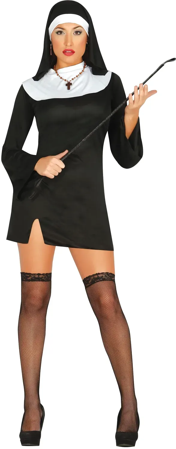 Guirca Suora Felice costume donna M corto con copricapo