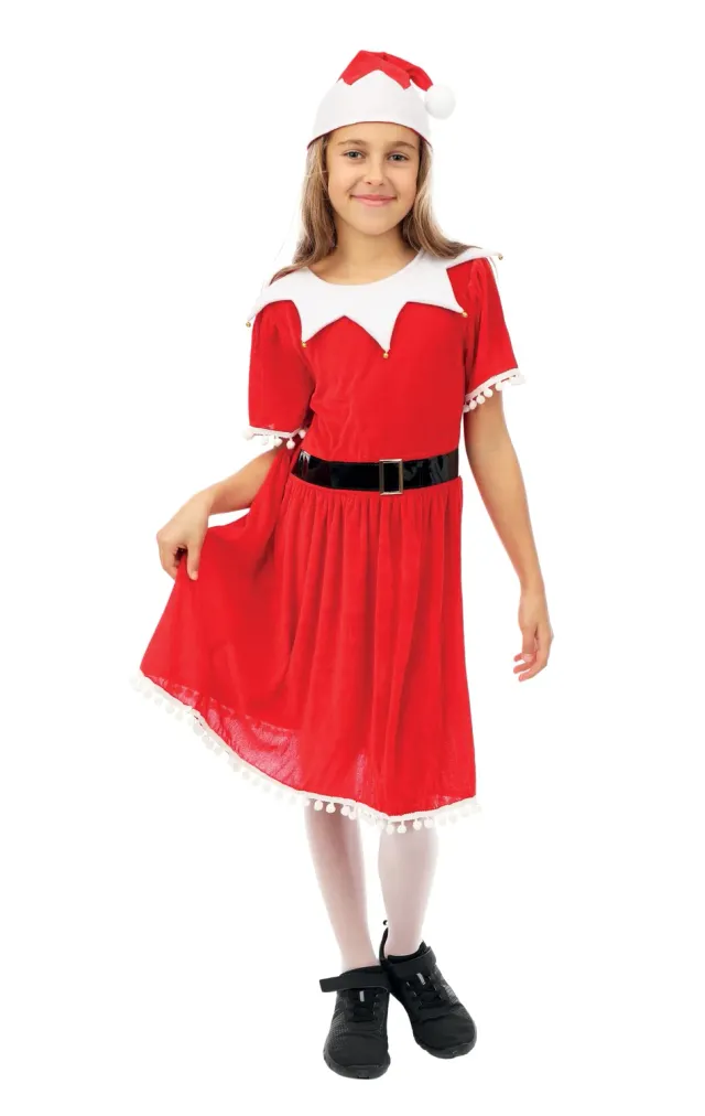 P'tit Clown Miss Santa Costume Mamma Natale Abito Rosso Bambina