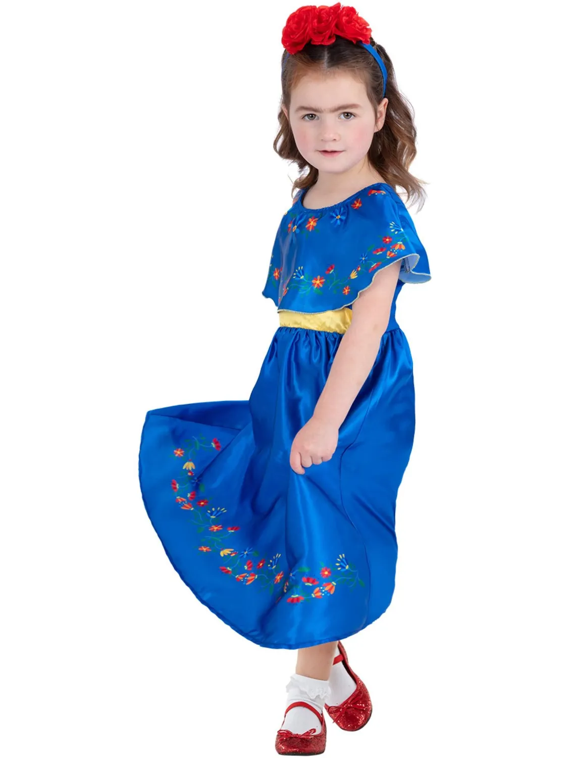 Smiffys Frida Artist costume bambina vestito fiori 4-6 anni