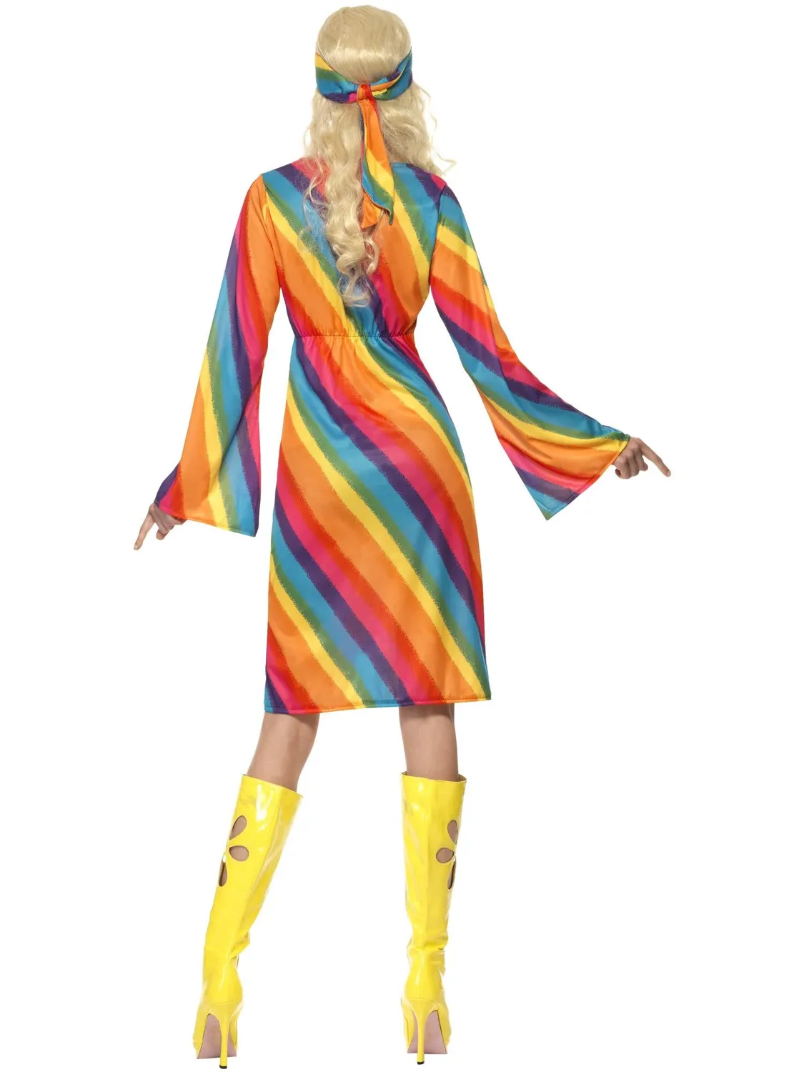 Smiffys Rainbow Hippie costume donna vestito multicolore