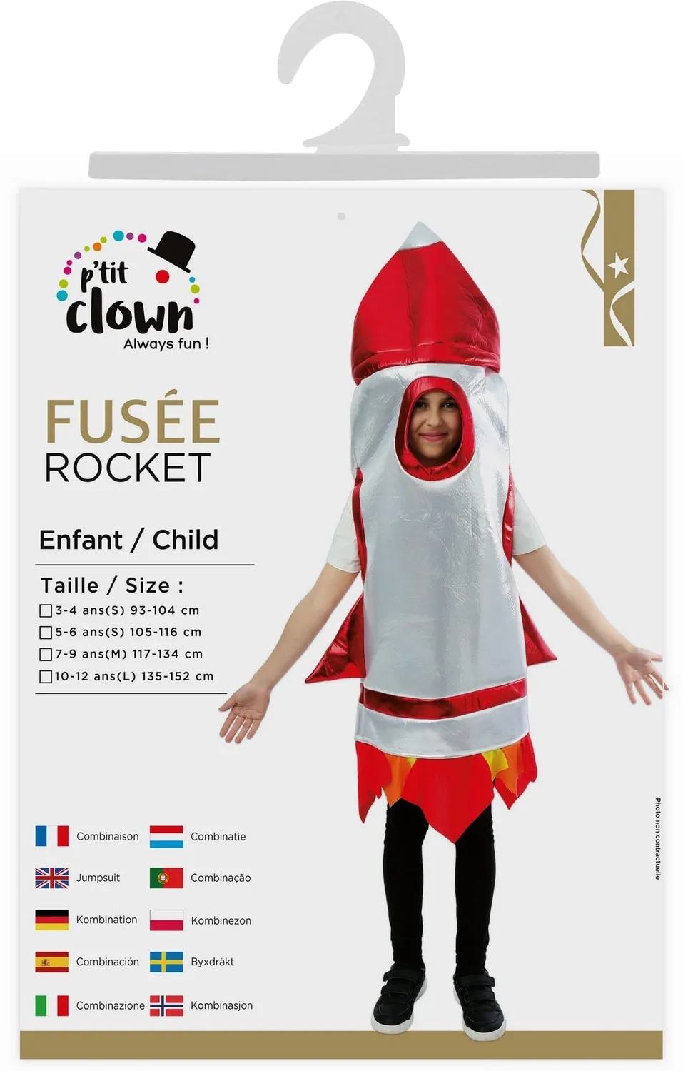 P'tit Clown razzo tunica costume bambino 10-12 anni