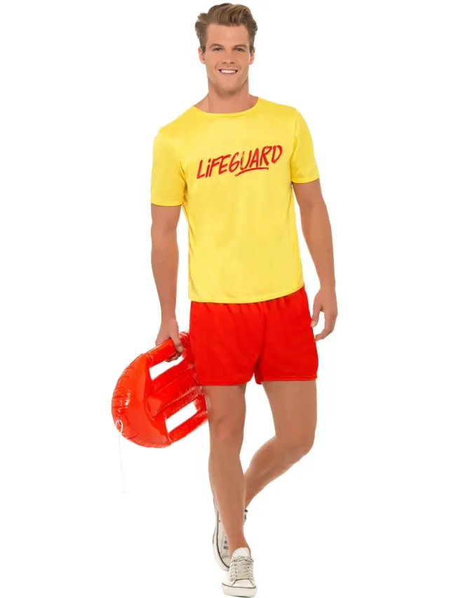 Smiffys Beach Lifeguard 82061 costume uomo L giallo rosso
