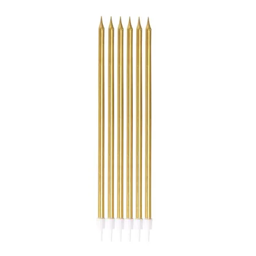 P'tit Clown Candele Oro Lunghe Sottili 6 Pezzi Torta