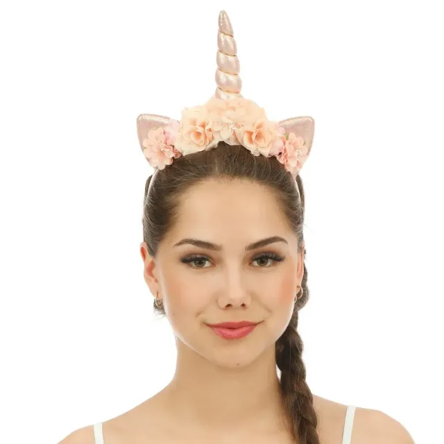 P'tit Clown 23821 cerchietto unicorno rosa con fiori