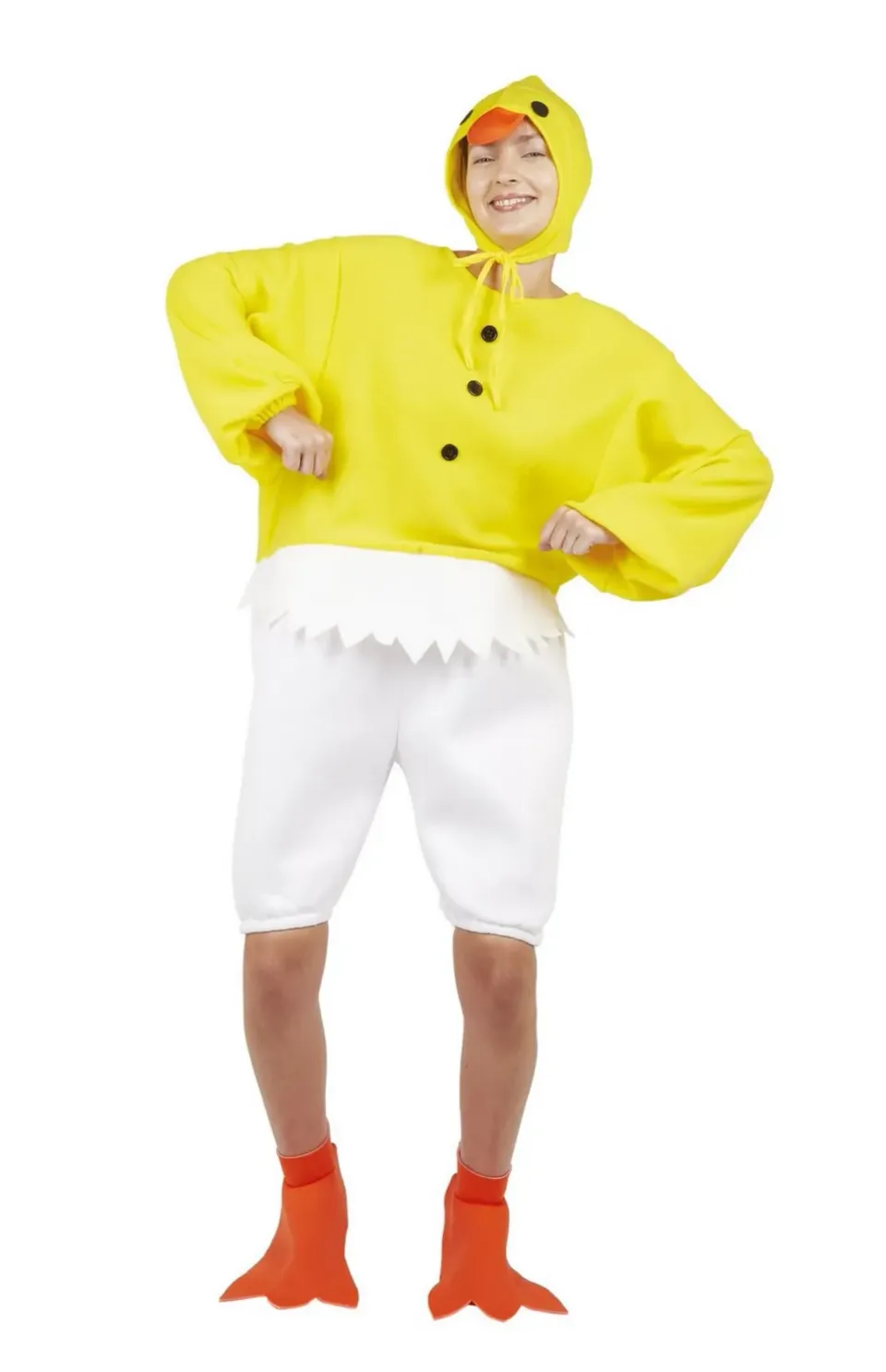 P'tit Clown Pulcino costume adulto giallo con cappello