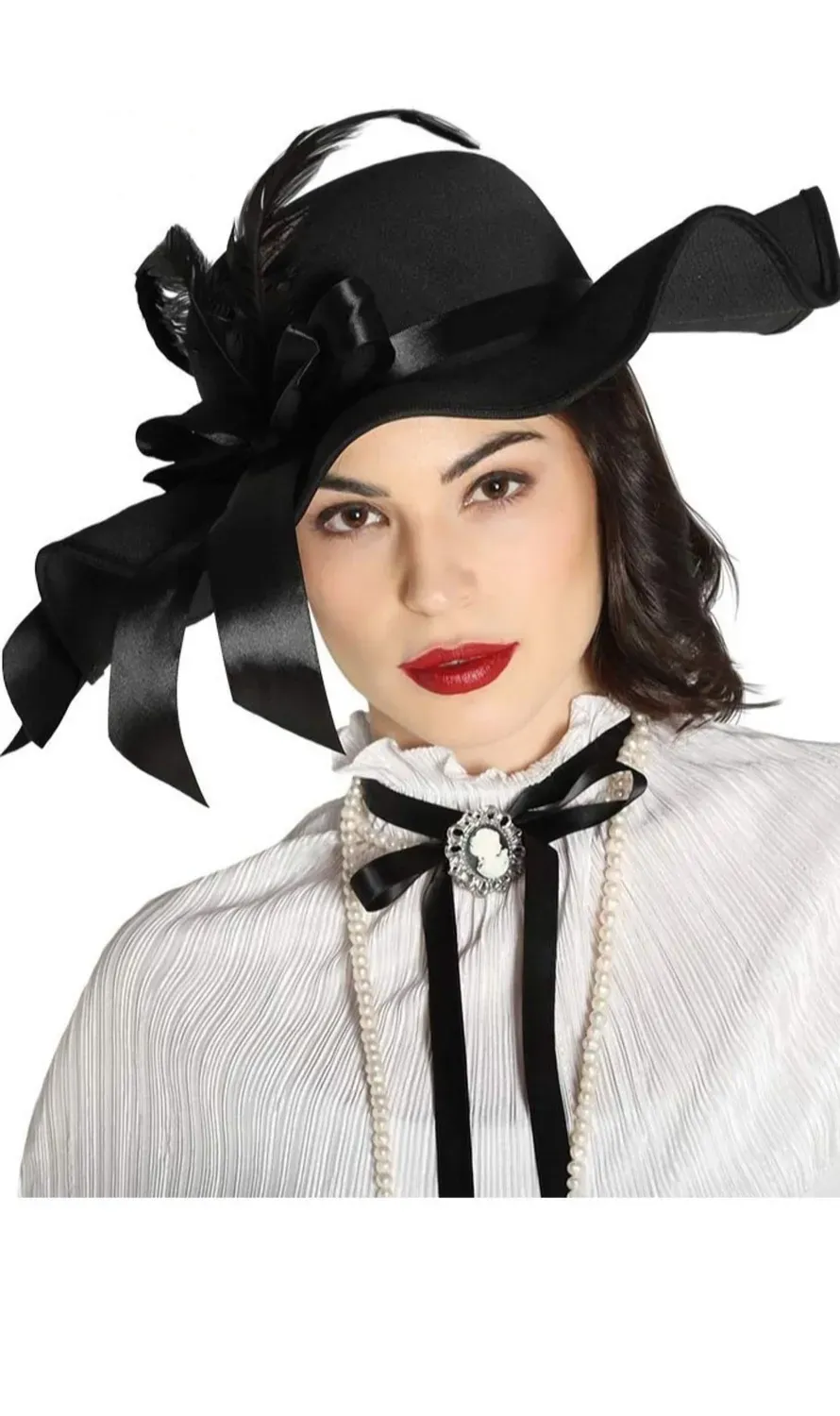 Guirca Pamela XVIII-XIX Cappello Nero Piume