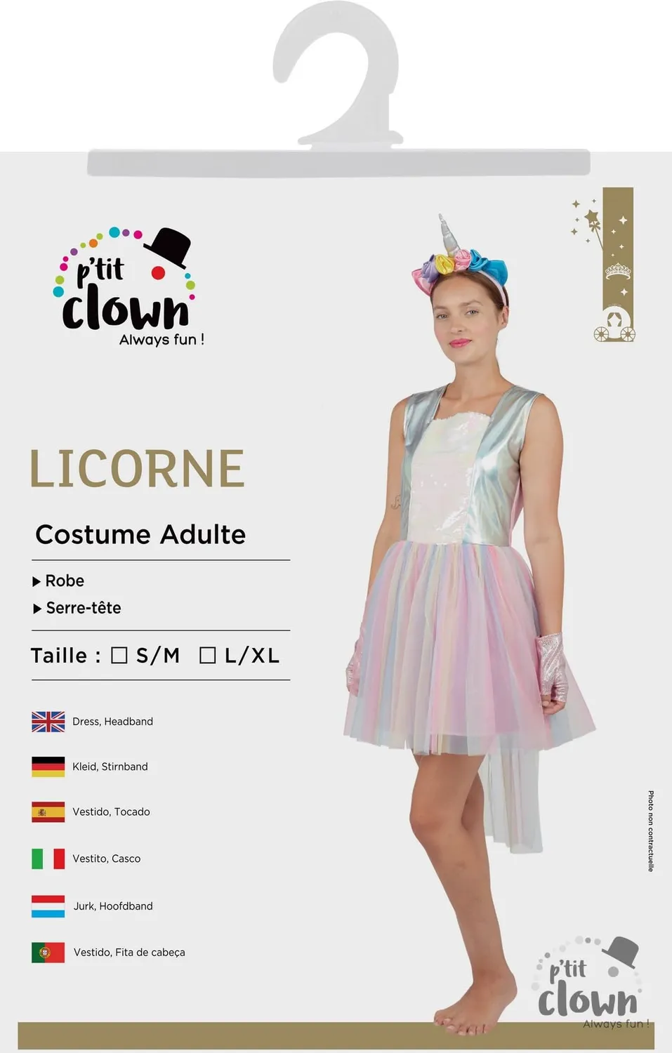 P'tit Clown costume unicorno donna vestito cerchietto