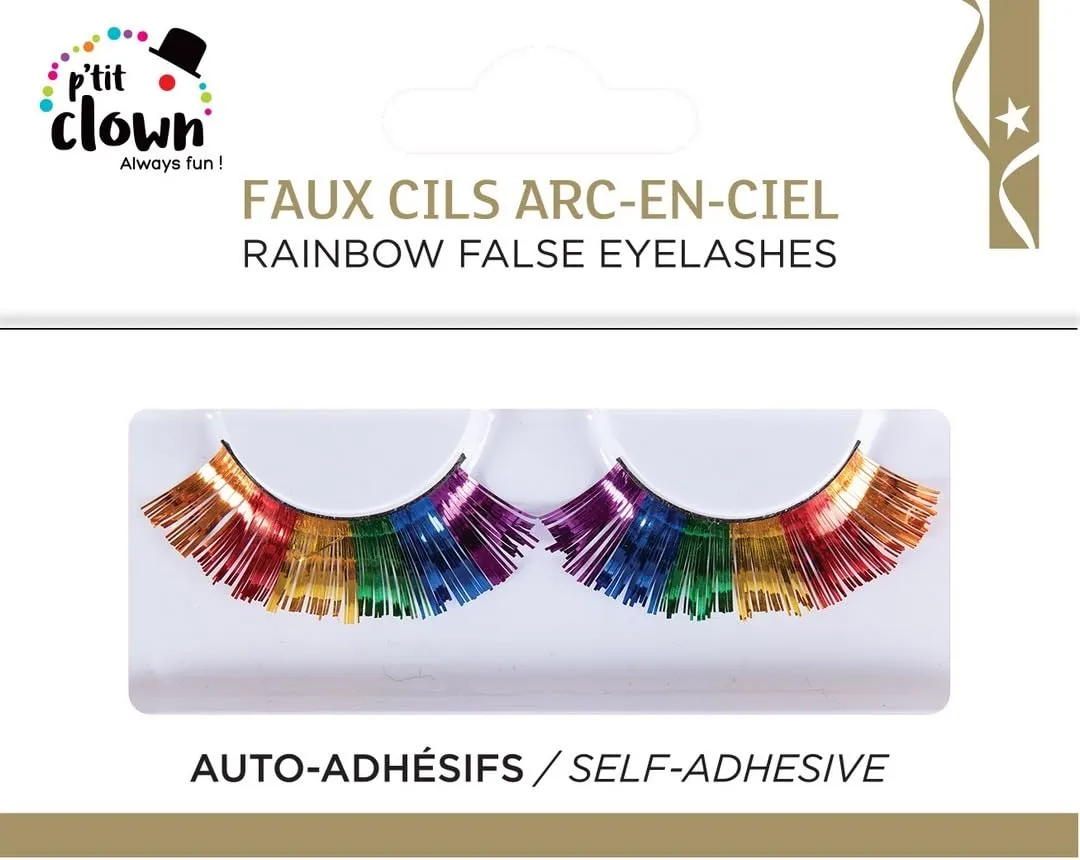 P'tit Clown ciglia finte autoadesive arcobaleno 1 paio senza colla