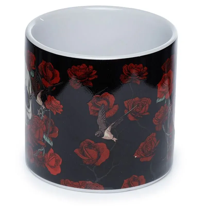 La Bottega di Merlino Rose e Teschi vaso ceramica piccolo gotico