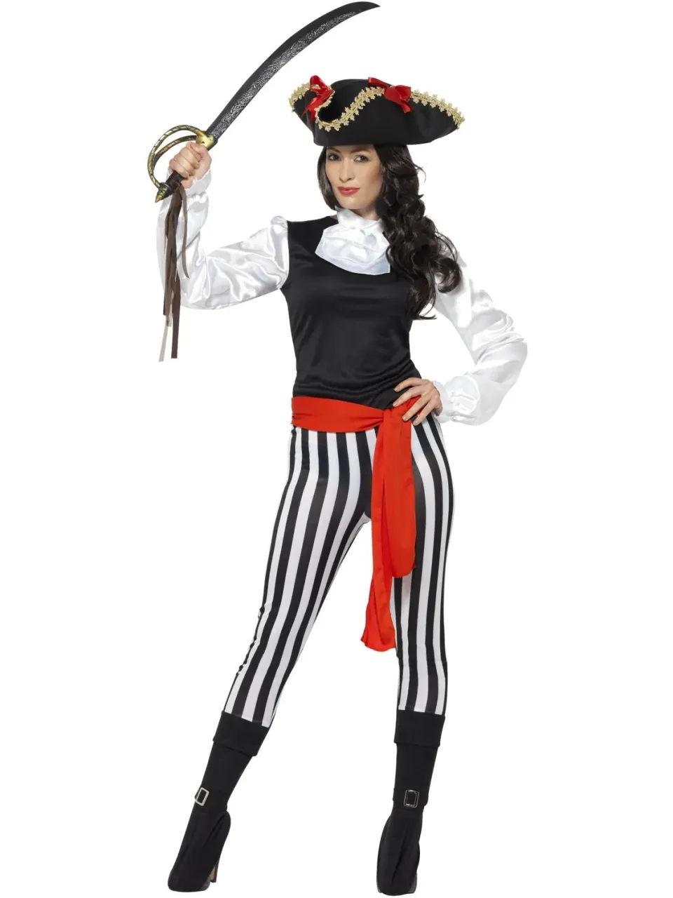 Smiffys Pirate Lady costume donna L nero bianco rosso