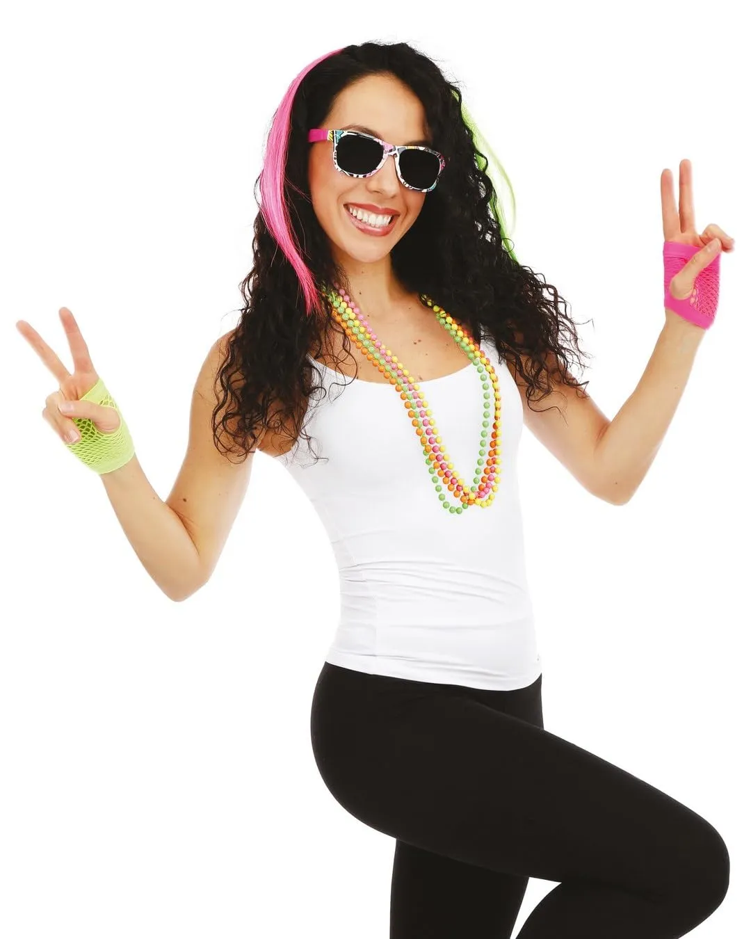 P'tit Clown Set Anni 80 Kit Travestimento Fluo Taglia Unica