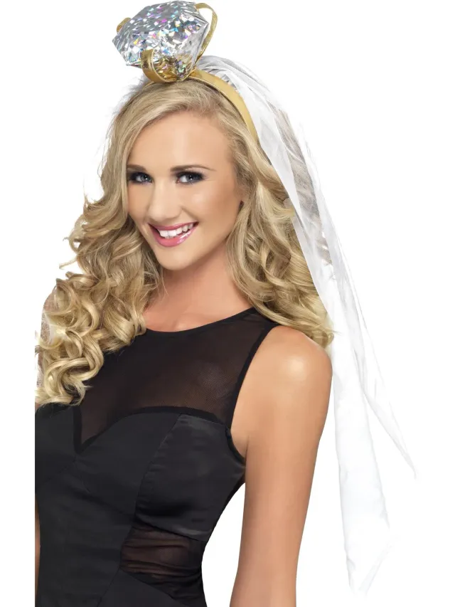 Smiffys Hen Night fascia anello sposa velo bianco