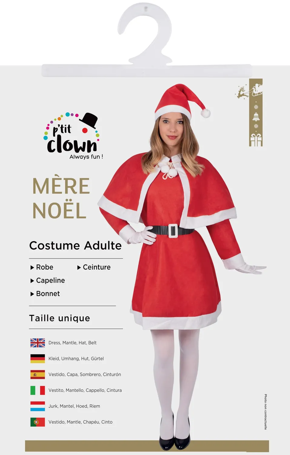 P'tit Clown Costume Madre Natale Donna in feltro