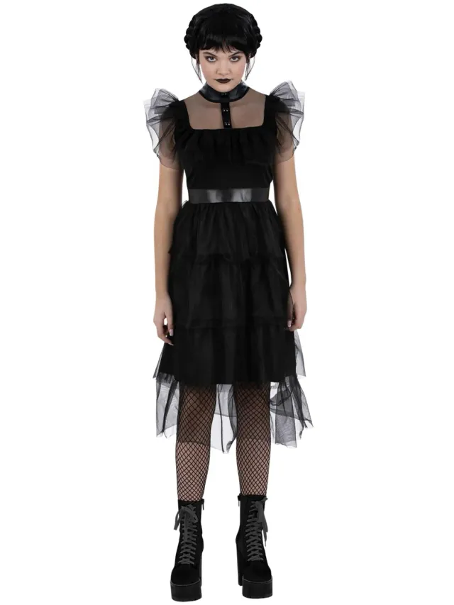 Smiffys Gothic Prom costume bambina abito nero tulle