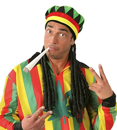 Fiestas Guirca Tam cappello giamaicano con rasta accessorio carnevale