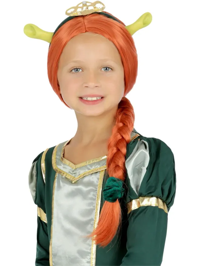 Smiffys Shrek Princess Fiona parrucca treccia arancione