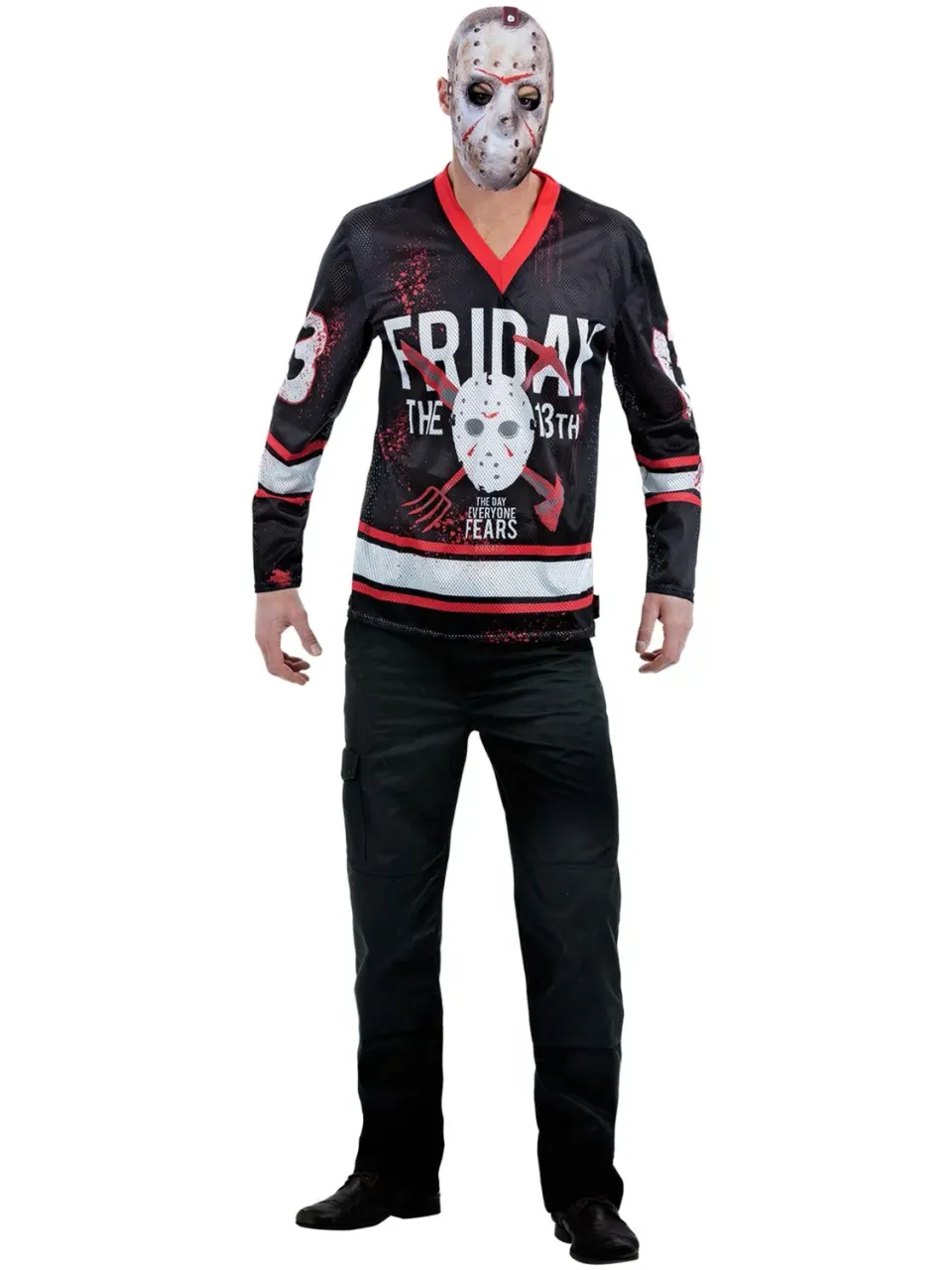 Smiffys Friday the 13th Maglia Hockey Jason Nero Rosso