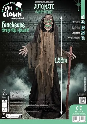 P'tit Clown Mietitore scheletro animato 158 cm