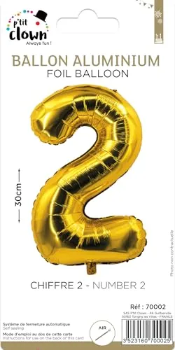 P'tit Clown Palloncino Numero 0 Oro 30 cm