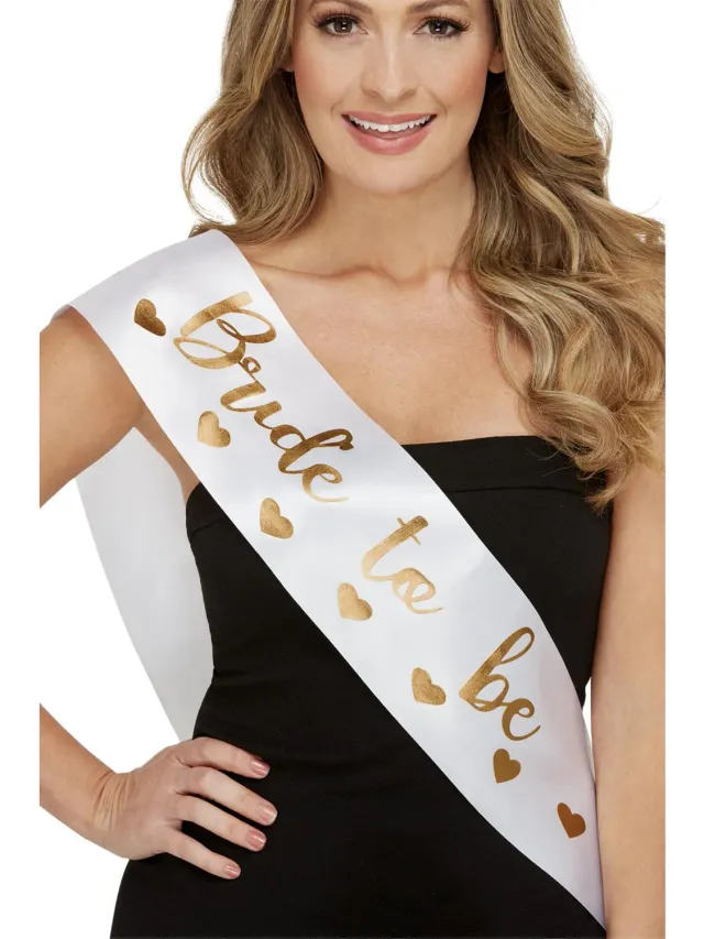 Smiffys Bride to Be fascia bianca oro sposa