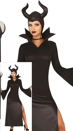 Guirca Costume Fata Malevola con Corna Donna S Nero
