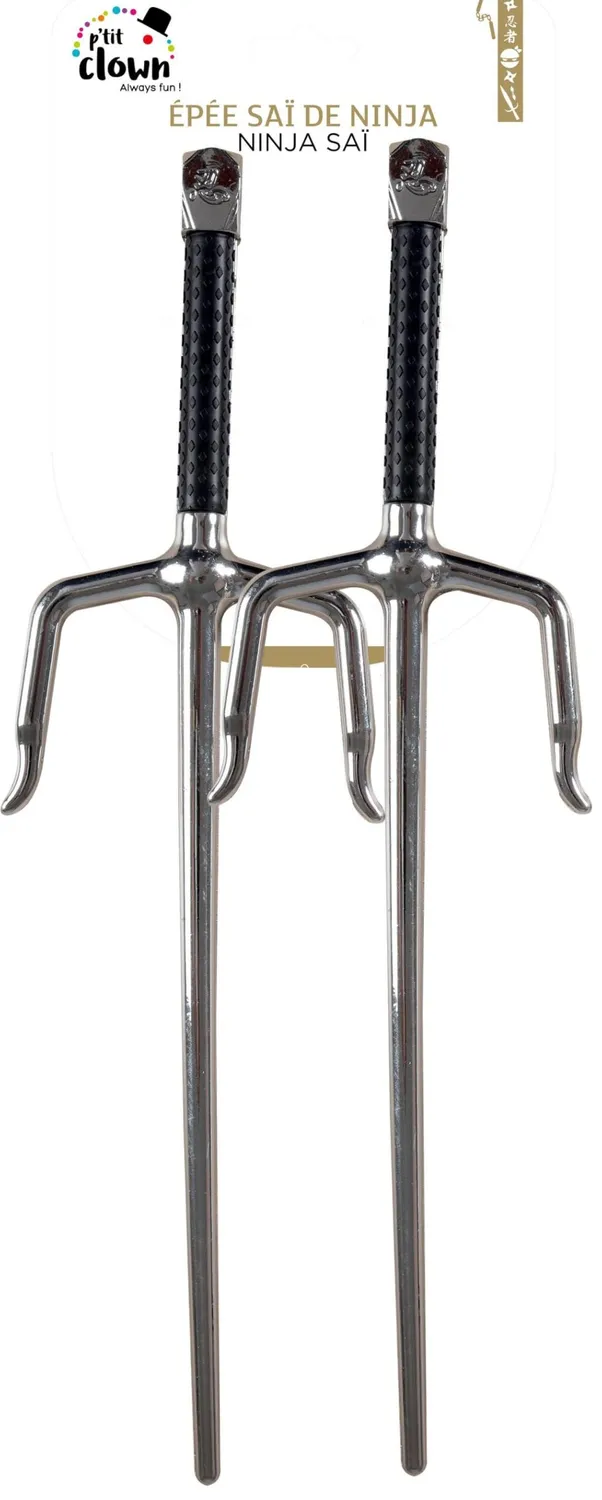 P'tit Clown Ninja Sai spade giocattolo 2 pezzi argento 30 cm