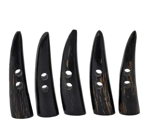 La Bottega di Merlino Set 5 bottoni corno di bue neri artigianali