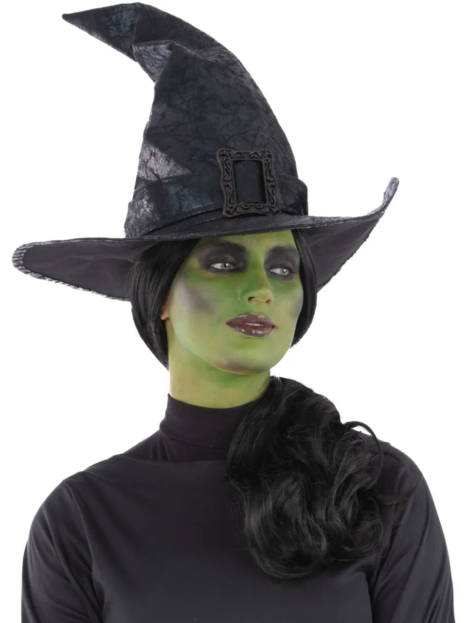 Smiffys Black Wicked Witch cappello strega nero con fibbia