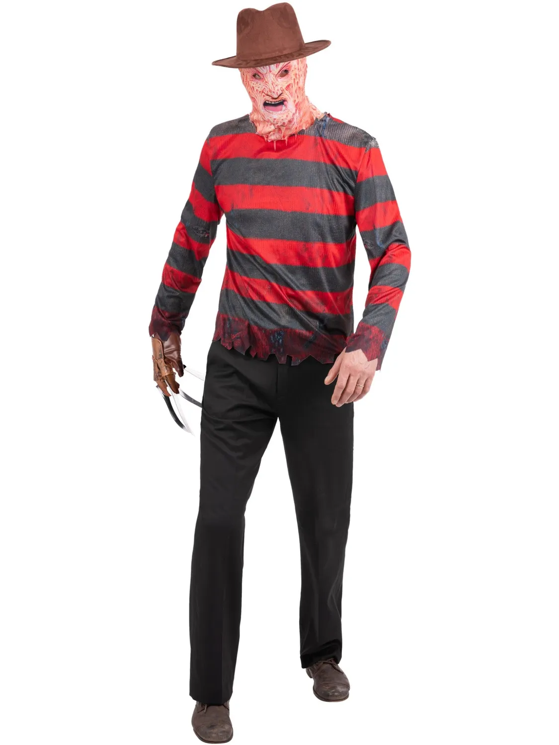 Smiffys Freddy Krueger Kit costume horror uomo maglia+maschera