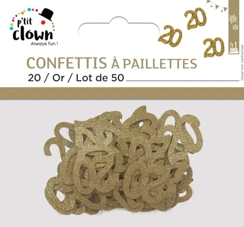 P'tit Clown 21046 Coriandoli Glitter Oro 50 Pezzi Numero 20