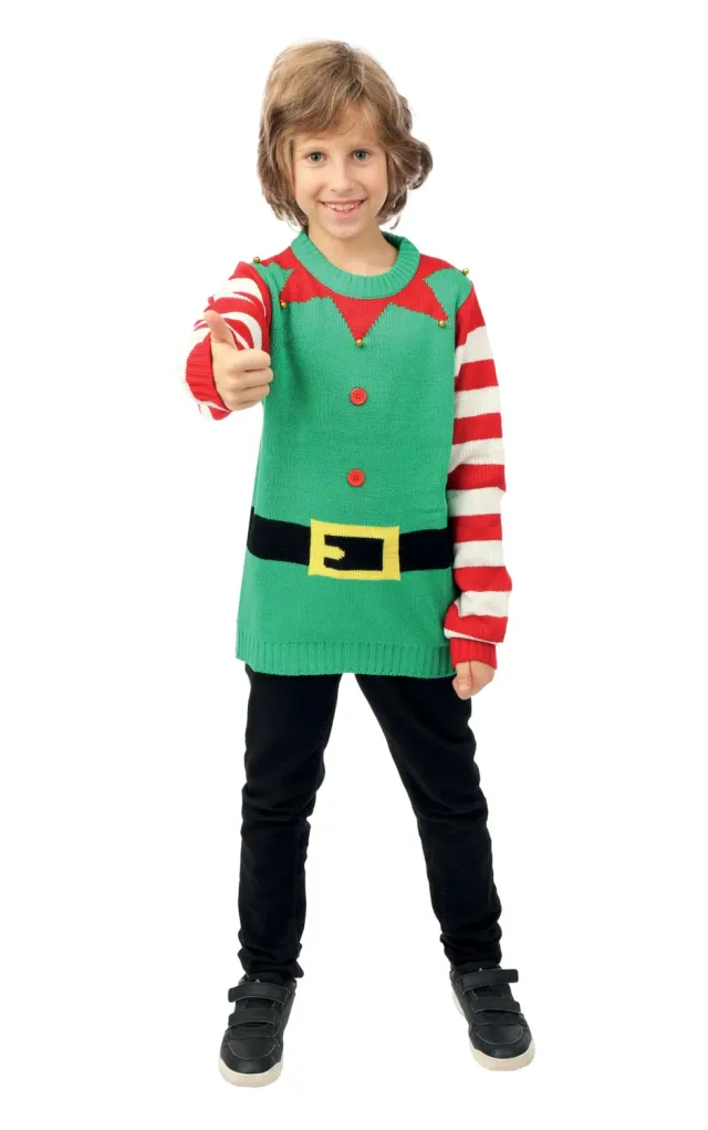 P'tit Clown re48135 maglione Natale elfo 10/12 anni