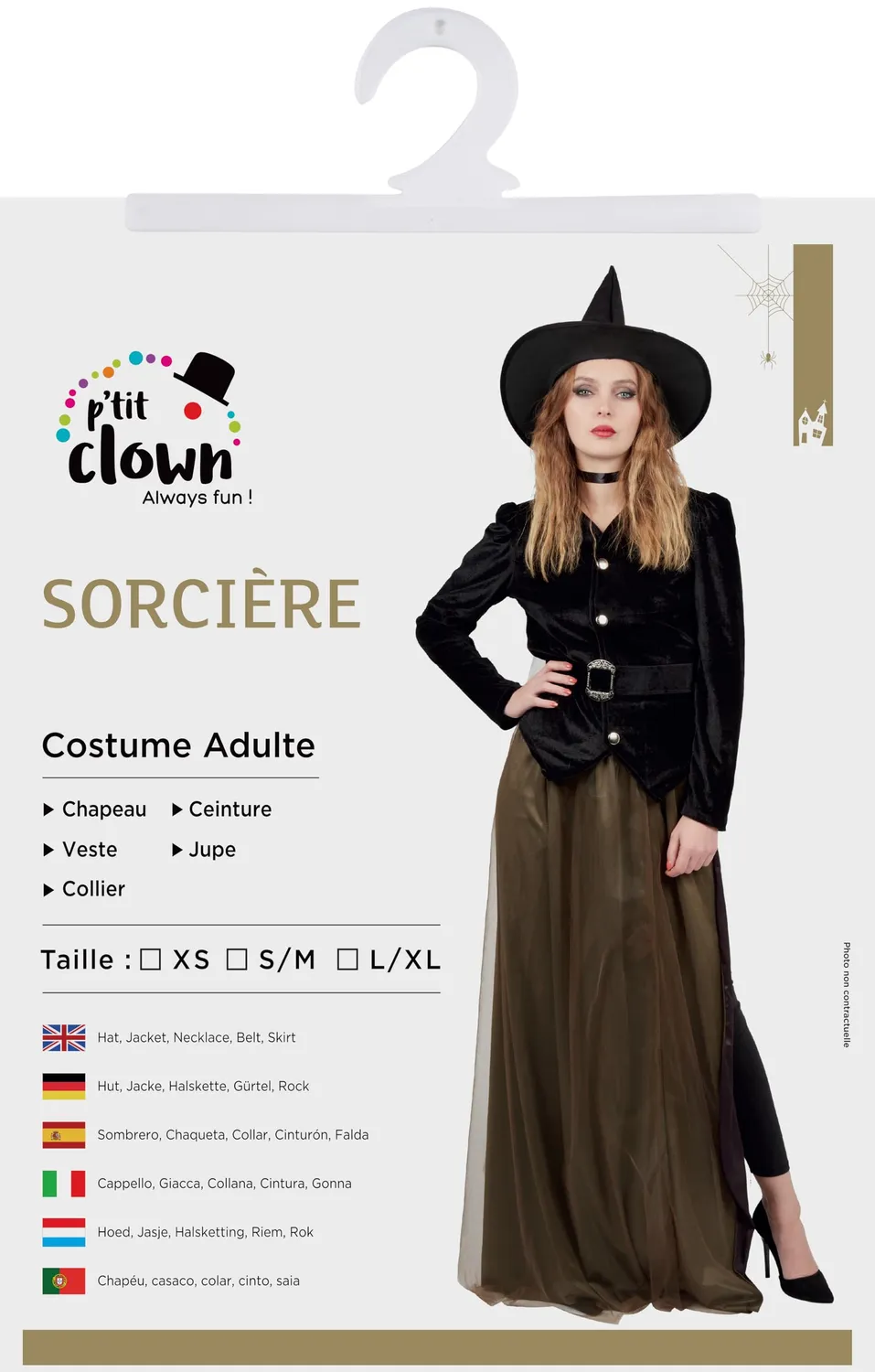 P'tit Clown Re22281 costume strega gonna verde taglia XS
