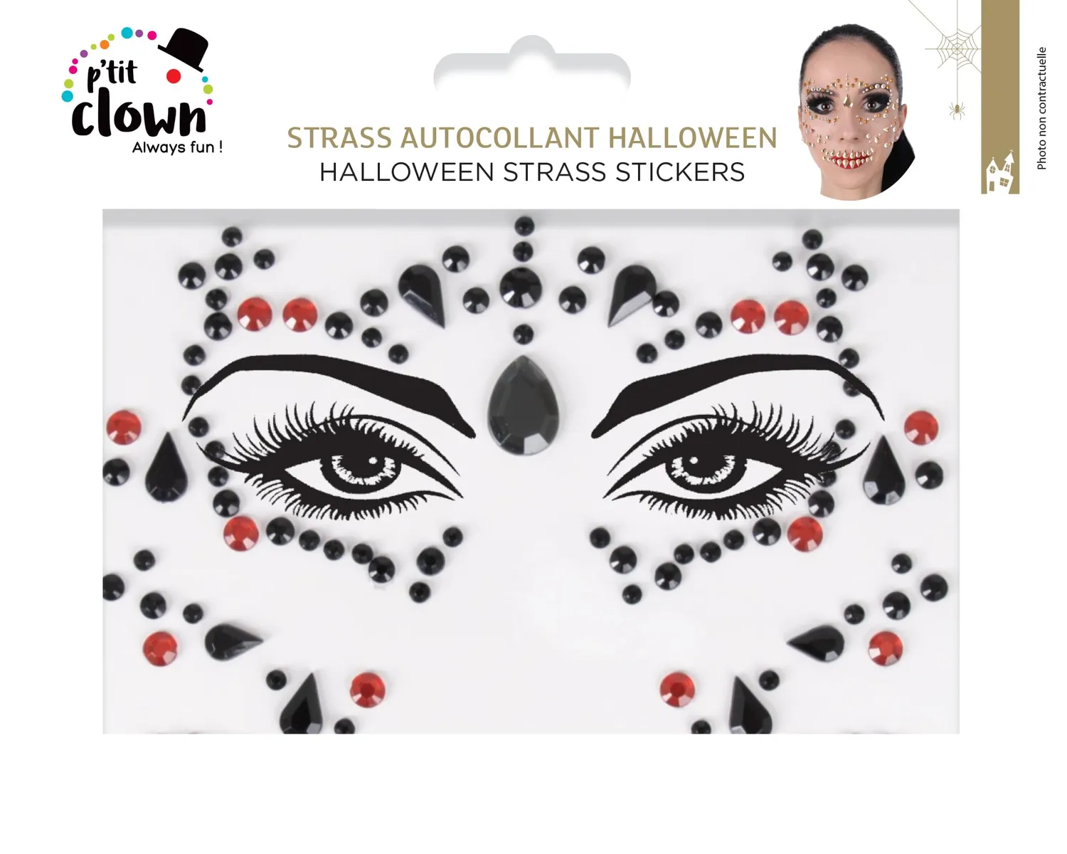 P'tit Clown Halloween II strass adesivi viso modello casuale