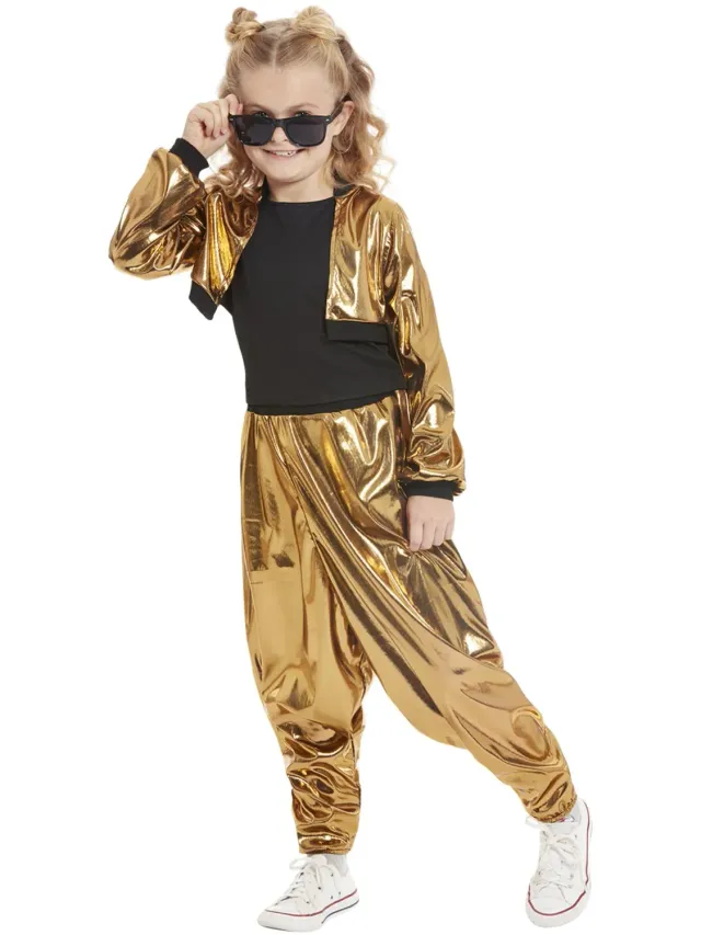 Smiffys Hammer Time costume anni 80 oro bambina 7-9 anni