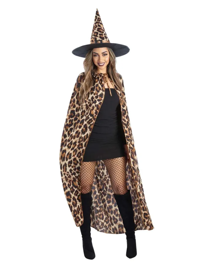 Smiffys Leopard Witch kit strega cappello mantello