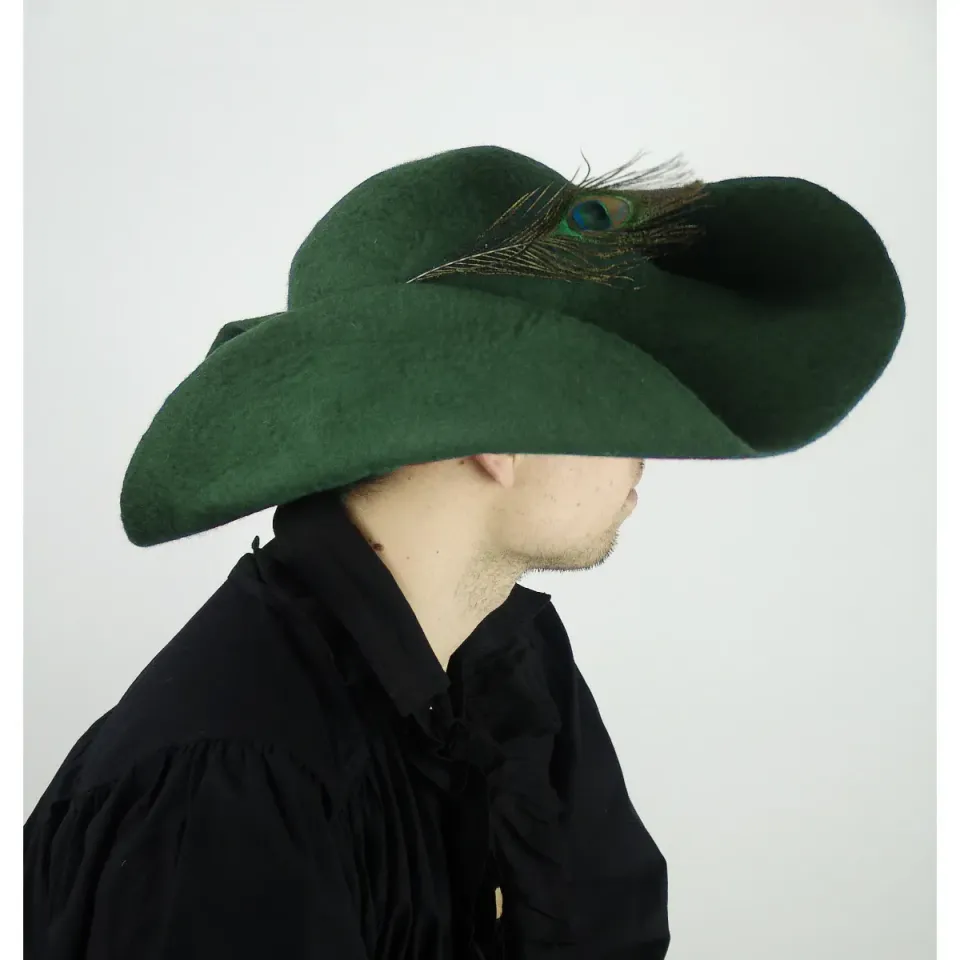 La Bottega di Merlino Cappello feltro lana con piuma