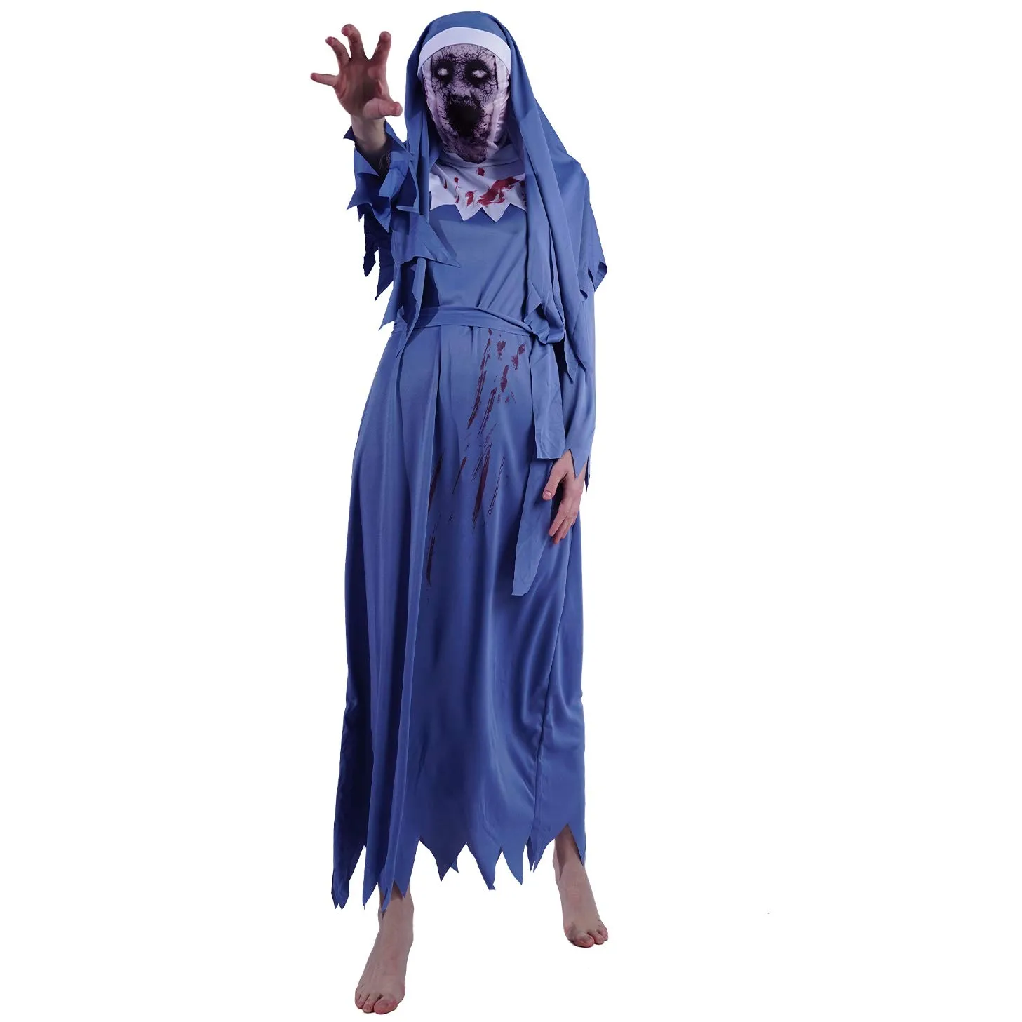 SEA HARE Suora Sanguinante Costume Donna Blu Horror Halloween
