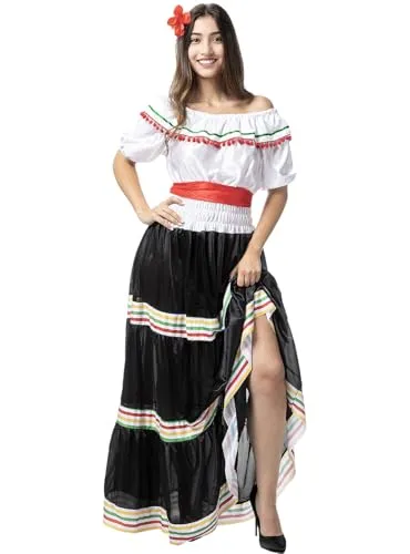 Funidelia Costume Messicana Donna S-M Nero Giorno Morti