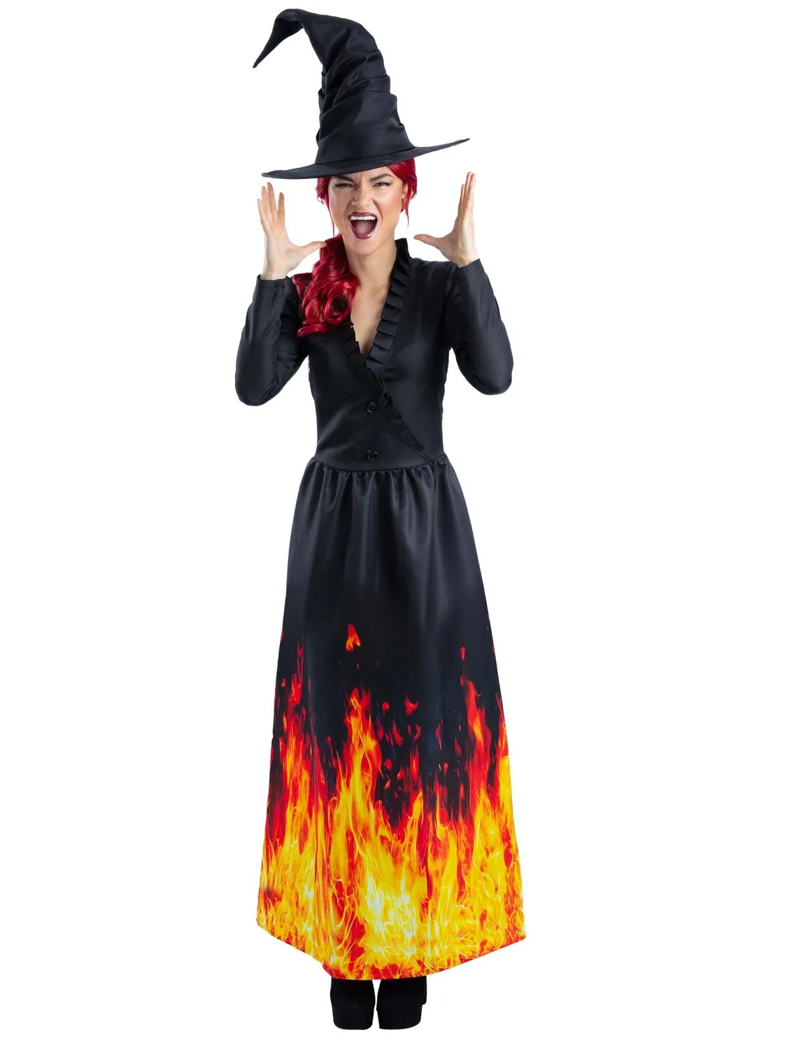 Smiffys Burning Witch Costume Strega Fiamme Donna S-XXL