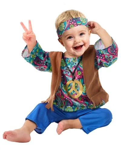 Funidelia Hippie costume neonato 12-24 mesi azzurro anni 60