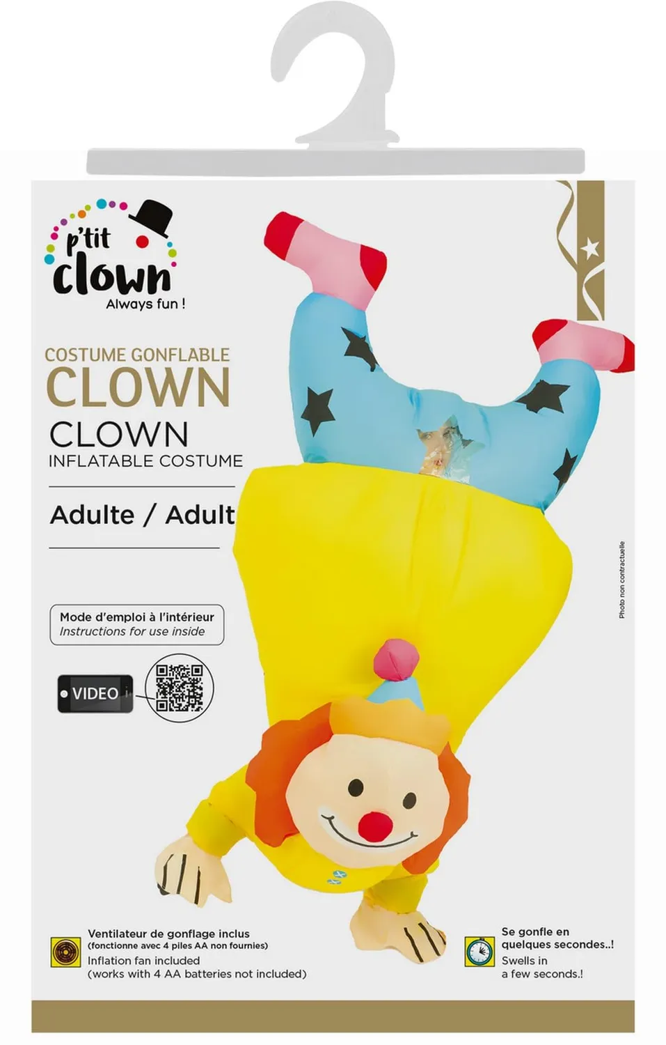 P'tit Clown 23829 Costume Gonfiabile Clown Adulto Taglia Unica