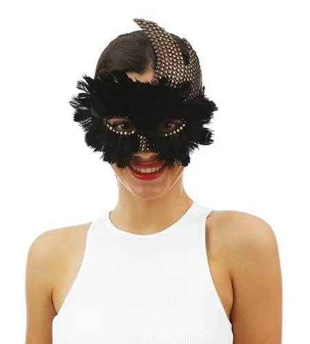 P'tit Clown maschera veneziana lupo nero borchiato adulto